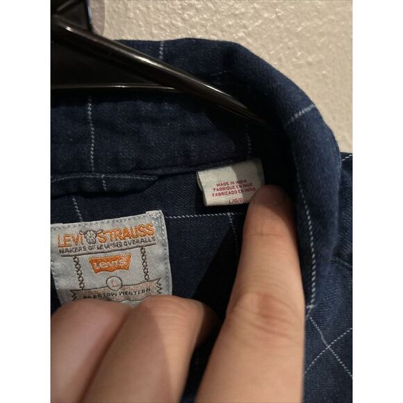 Levi’s Mens Large Barstow Western Pearl Snap Shirt Blue Standard - Picture 3 of 6